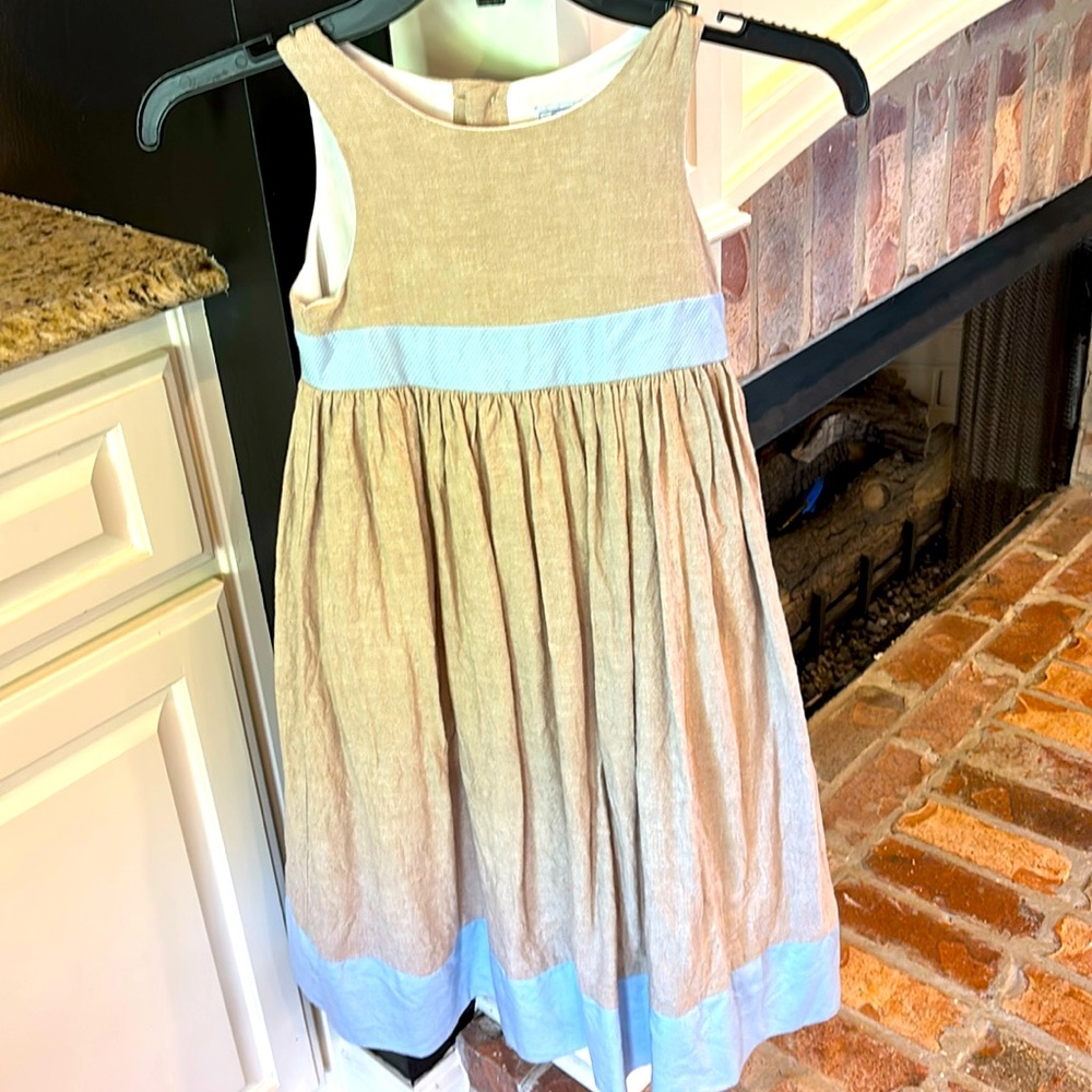 Bailey Boys flax linen dress with blue trim sz 6